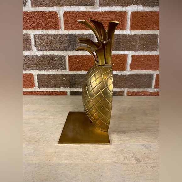 Vintage Hollywood Regency Style Brass Pineapple Bookend Library  8.5” - Picture 5 of 8